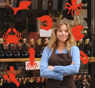 Shop window sticker seafood silhouette collection - TenStickers