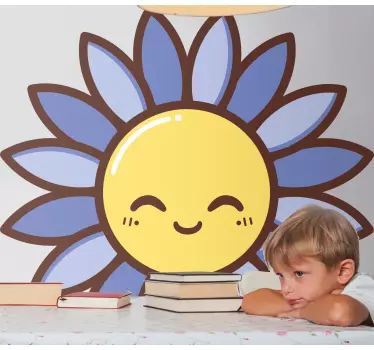 Silhouette happy purple flower glass door sticker - TenStickers