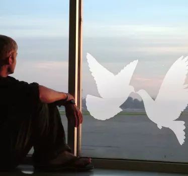 Silhouette of Doves Window Sticker - TenStickers