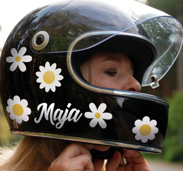 Simple flowers design with name motorbike sticker - TenStickers