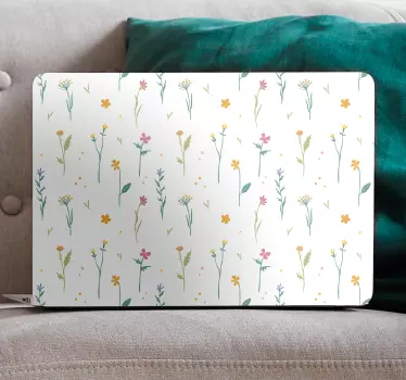 Simple flowers with white background laptop sticker - TenStickers