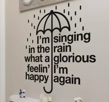 Singing in the rain lyric wall decal - TenStickers