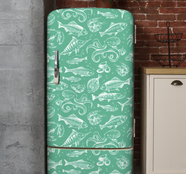 Sketch fish hand draw fridge wrap decal - TenStickers