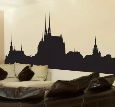 Skyline sticker prague city silhouette - TenStickers