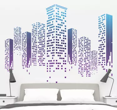 Skyscraper gradient colours skyline decal - TenStickers