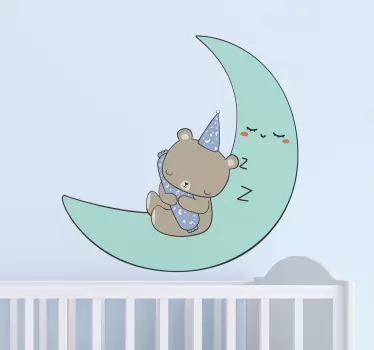 Sleepy bear moon wall sticker for kids - TenStickers