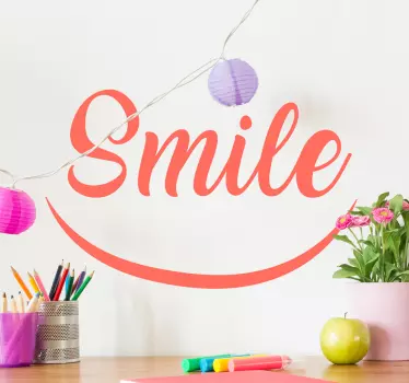 Vinyl text smile happy face motivational wall sticker - TenStickers