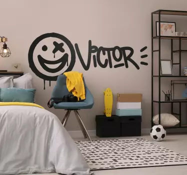 "Smiley" name urban wall decal - TenStickers