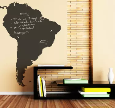 South america blackboard world map wall sticker - TenStickers