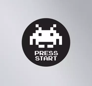 Space Invader press start button icon laptop sticker - TenStickers