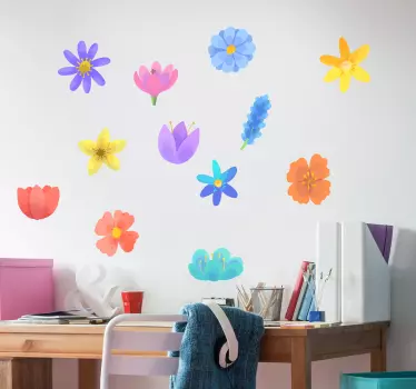 spring flower set flower wall decal - TenStickers