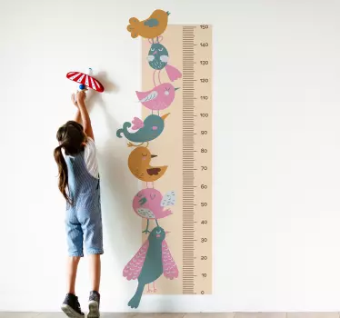 Stacked Birds height chart sticker - TenStickers