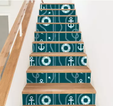 Stair riser sticker maritime anchor design - TenStickers