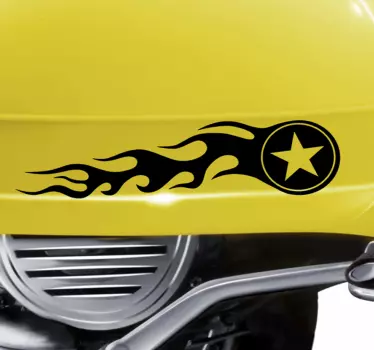 Star on Fire Motorbike Sticker - TenStickers