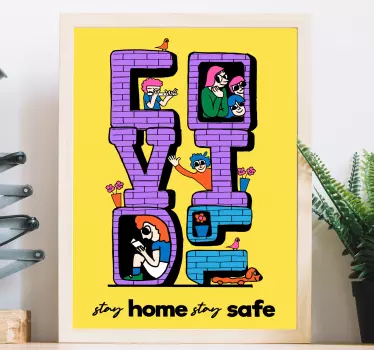 Stay Home Stay Safe wall decal quotes - TenStickers