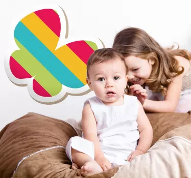 Striped Coloured Butterfly Wall Sticker - TenStickers