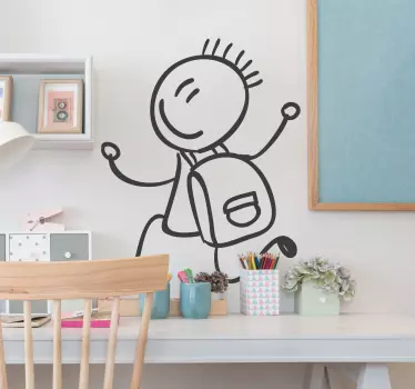 Student with School Bag Kids Sticker - TenStickers