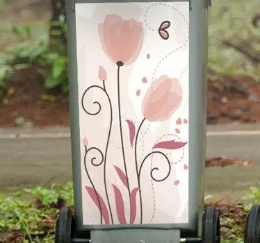 Stylish floral patterns recycling decal for bin - TenStickers
