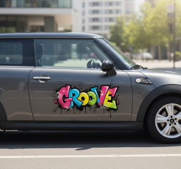 Stylized funky graffiti car sticker - TenStickers