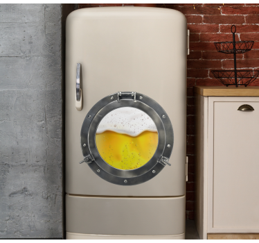 Submarine window with beer inside fridge decal - TenStickers