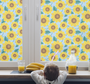Sunflower motifs window decal - TenStickers