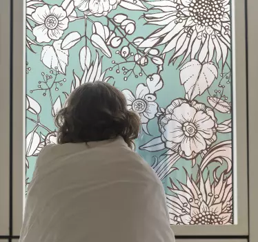 Sunflowers pattern window decal - TenStickers