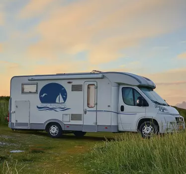 Sunset on beach caravan decal - TenStickers