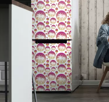 Sunset vintage landscape  fridge decals - TenStickers