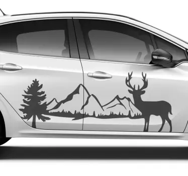 Switzerland mountains with deer window decal - TenStickers