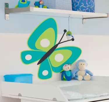 Teal Butterfly Kids Sticker - TenStickers