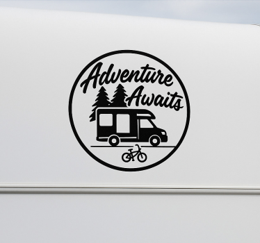 text Adventure awaits! caravan decal - TenStickers