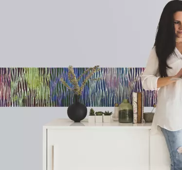 Textured color stripes wall border sticker - TenStickers