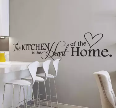 The Kitchen is the Heart of the Home wall text sticker - TenStickers