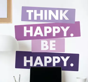 Think happy be happy quote sticker - TenStickers