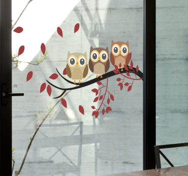 Three cute owls bird sticker - TenStickers