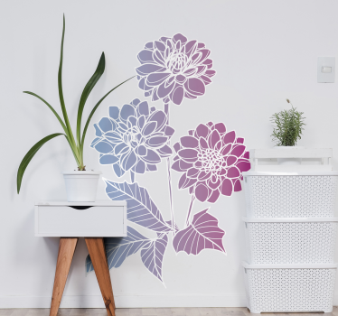 Three floral blooms flower wall sticker - TenStickers