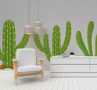 Three green sober cactus plant decals - TenStickers