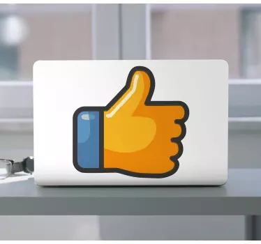 Thumbs up in blue laptop sticker - TenStickers