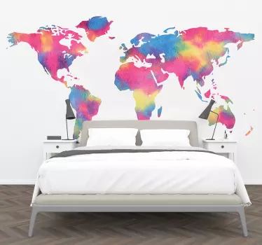 Tie dye world map sticker - TenStickers