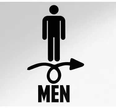 Toilet male sign with arrow glass door sticker - TenStickers