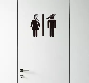 Toilet door sticker Bitelchus man and woman - TenStickers