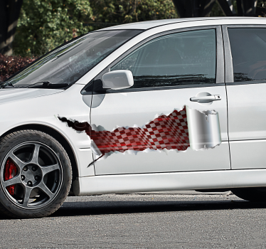 Torn metal sheet racing car sticker - TenStickers