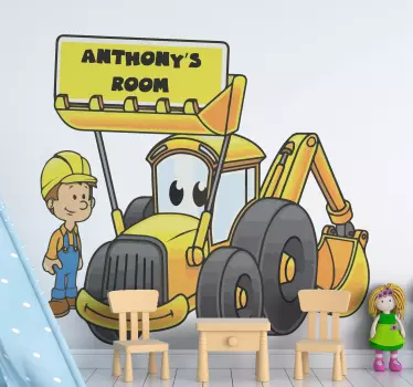 Tractor and man with own name toy decal - TenStickers