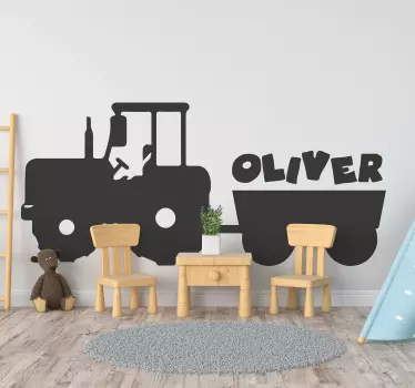 Tractor customized name wall sticker for kids - TenStickers