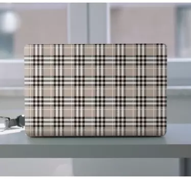 Traditional scottish grey tartan pattern  laptop stickers - TenStickers