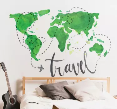 Travel and plane world map sticker - TenStickers