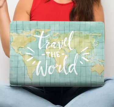 Travel the world map laptop sticker - TenStickers
