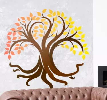 Tree of Life autumnal colours tree wall decal - TenStickers