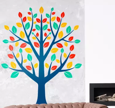 Tree of Life colourful leaves tree wall decal - TenStickers