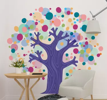 Tree of Life rainbow dots tree wall decal - TenStickers